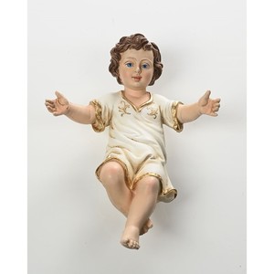 Jésus bébé vêtu de PVC avec yeux en résine H. 25 cm - Product Image 1