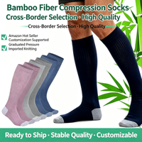 Chaussettes de compression en bambou pour femmes et hommes, tendance, en fibre de bambou, hauteur genou, pour la circulation sanguine et la récupération sportive, collection 2026