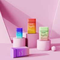 Cube carré de givre imprimé personnalisé bocal en verre à l'épreuve des enfants bouteille d'emballage de capsule de supplément mat de luxe avec couvercle à l'épreuve des enfants