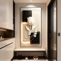 Peinture décorative moderne de luxe léger pour couloir, avec cadre doré, design abstrait, art mural pour la maison