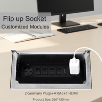Multiprise de table encastrable standard UE avec 2 prises CA et 4 ports RJ45