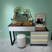Table de maquillage moderne en bois massif avec rangement et design durable et écologique pour la chambre à coucher