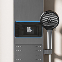 Ensemble de douche complet gris anthracite avec massage dorsal, température constante, jet doux, finition chromée, design moderne – Approvisionnement direct usine