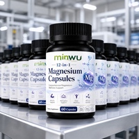 Capsules de magnésium 12-en-1 haute puissance en gros, 500 mg, marque privée OEM, sans sucre, végétaliennes, sans gélatine