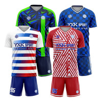 Ensemble de maillot de football personnalisé, nouveau design, respirant, tenue de football pour adultes, uniforme d'équipe, kits de football, impression numérique, 100% polyester