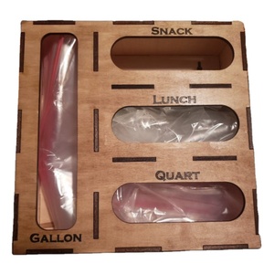 Wooden Kitchen Plastic Food Bag Sorting Organizer Box Ziplock Bags Container Sandwich Bag Box