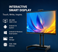 Écran tactile intelligent LED 4K de 65 pouces avec tableau blanc interactif à infrarouge et 20 points de contact, Android 14 pour l'enseignement scolaire