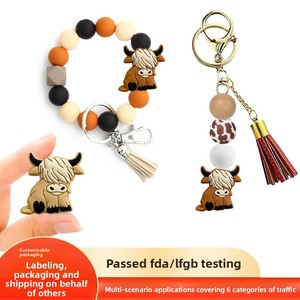 Two-Color Cow-Shaped <b>Silicone</b> <b>Beads</b> Loose Jewelry Accessories DIY Handmade Material Kit for Baby 0-24M with Totem Logo - Product Image 2