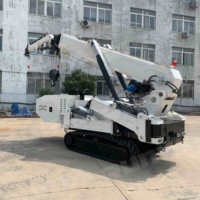 Mini-grue araignée sur chenilles 5 tonnes, électrique et diesel, certifiée CE, avec stabilisateurs hydrauliques à 6 sections et commande sans fil