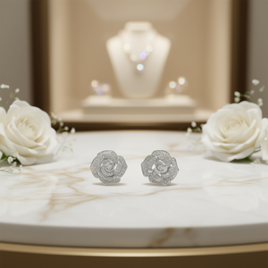 Pendientes de diamantes blancos champán para mujer, oro blanco, corte brillante redondo, diamantes naturales, estilo romántico para boda - Product Image 2