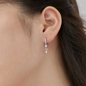 Dylam Elegance Women Fine Fashion 925 Sterling <b>Silver</b> Jewelry Dainty Waterdrop Shape Diamond 5A Zirconia Dangle <b>Hoop</b> <b>Earrings</b> - Product Image 4