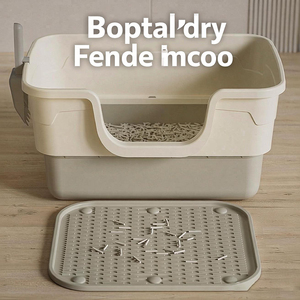 Jumbo Semi-Enclosed Cat Litter <b>Box</b> with Leak Tray - Extra-Large Includes Shovel <b>Drop</b>-Shipping - Product Image 4
