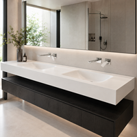 Vente en gros : Meuble-lavabo mural moderne pour hôtel en pierre frittée avec lavabo intégré, miroir intelligent et lavabo sur mesure