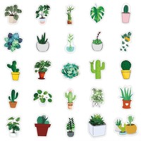 Paquete de 50 Pegatinas de Graffiti con Diseño de Plantas Verdes para Motocicleta, Maleta, Guitarra, Cuaderno, Venta al por Mayor, PVC
