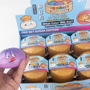 Kawaii Steamed Bun Squishy <b>Toy</b>, Slow Rising Stress Relief Fidget <b>Toy</b> with Bamboo Steamer, Mystery Color Blind <b>Box</b> for Kids - Product Image 1