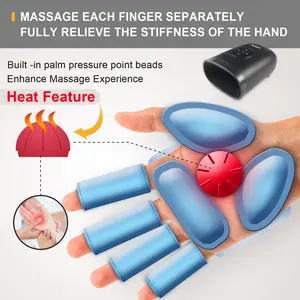 Machine de massage des mains avec chaleur, masseur électrique sans fil pour l'arthrite, Compression de l'air, masseur de paume et de main