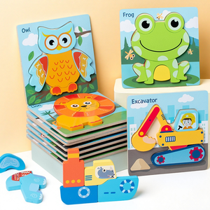 Jouets éducatifs en <span class=keywords><strong>bois</strong></span> pour tout-petits avec base en carton rigide, jouets de niveau supérieur, <span class=keywords><strong>puzzle</strong></span> géométrique pour enfants - Product Image 1