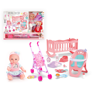 Poupée <span class=keywords><strong>en</strong></span> vinyle de 12 pouces, ensemble <span class=keywords><strong>3</strong></span> <span class=keywords><strong>en</strong></span> <span class=keywords><strong>1</strong></span> avec poussette, berceau, <span class=keywords><strong>chaise</strong></span> <span class=keywords><strong>haute</strong></span>, accessoires d'alimentation, jeu d'imitation pour enfants, cadeau d'apprentissage précoce - Product Image 4