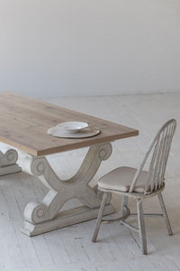 Renaissance classique antique éléments sculptés architecturaux français pin recyclé rétro longue table à manger en bois ensembles 8 chaises - Product Image 3