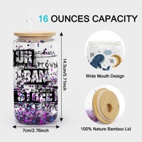 Gobelets en verre à double paroi en forme de canette de bière pré-percés de 12oz 16oz 20oz tasses de bricolage avec couvercle en bambou et paille