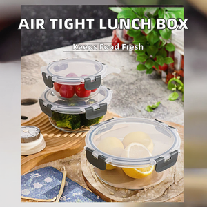 Hot Selling High Borosilicate Glass Camping Lunch Box Microwavable Large Capacity Portable Modern <b>Kitchen</b> Air Tight Meal Prep - Product Image 3