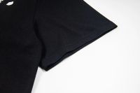 Kaos Pria Hitam Katun Grafis, Model Longgar, Kerah Bulat, Lengan Pendek, Sablon Huruf Depan, Sablon Seni Abstrak Besar di Belakang, Unisex