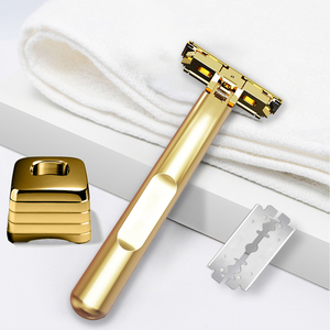 Afeitadora Spolo 21TS Glide Pro para Hombre, de Acero Inoxidable, con Soporte, Reutilizable, de Metal, con Doble Cuchilla y Cabezal Giratorio - Product Image 2