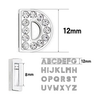 Vente chaude : Lettres coulissantes en métal avec strass de 8 mm (A-Z) pour collier d'animal, bracelet, accessoires de bricolage, cadeaux