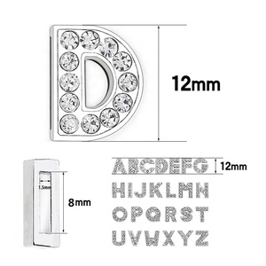 Lettere Scorrevoli in Metallo con Strass 8mm A-Z per Collari di Animali, Collane, Braccialetti, Accessori Fai-da-Te e Regali - Product Image 3