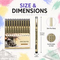 Ensemble de 12 stylos à dessin noirs, plusieurs tailles de pointes, stylos fins pour le dessin, l'illustration, l'écriture, l'art