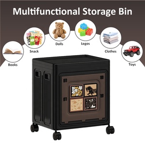 Dayooh กล่องเก็บของพลาสติกทรงลูกบาศก์อเนกประสงค์พับเก็บได้พร้อมล้อเก็บของเล่น - Product Image 3