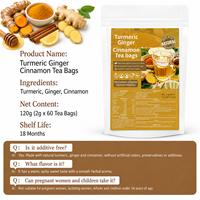 Sachets de thé santé naturels OEM/ODM au gingembre, curcuma et cannelle pour favoriser la digestion, herbes 100% naturelles de qualité supérieure, 2g x 60 sachets