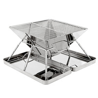 YACHUANGXIN VIETNAM Barbecue au charbon de bois pliable en acier inoxydable, portable pour l'extérieur, 39 cm x 20 cm, pour le camping et la cuisine