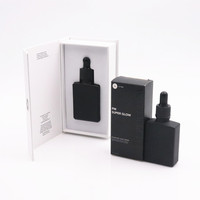 Flacons compte-gouttes carrés en verre dépoli noir de 30 ml (1 oz) pour sérum, avec emballage cadeau, flacon compte-gouttes pour huile essentielle et huile perlée de 1 oz
