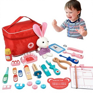 Ensemble de jouets en bois pour enfants, petit docteur et dentiste, pour filles et garçons, jeu de simulation médicale, injection, stéthoscope, âges 4-6 ans - Product Image 1