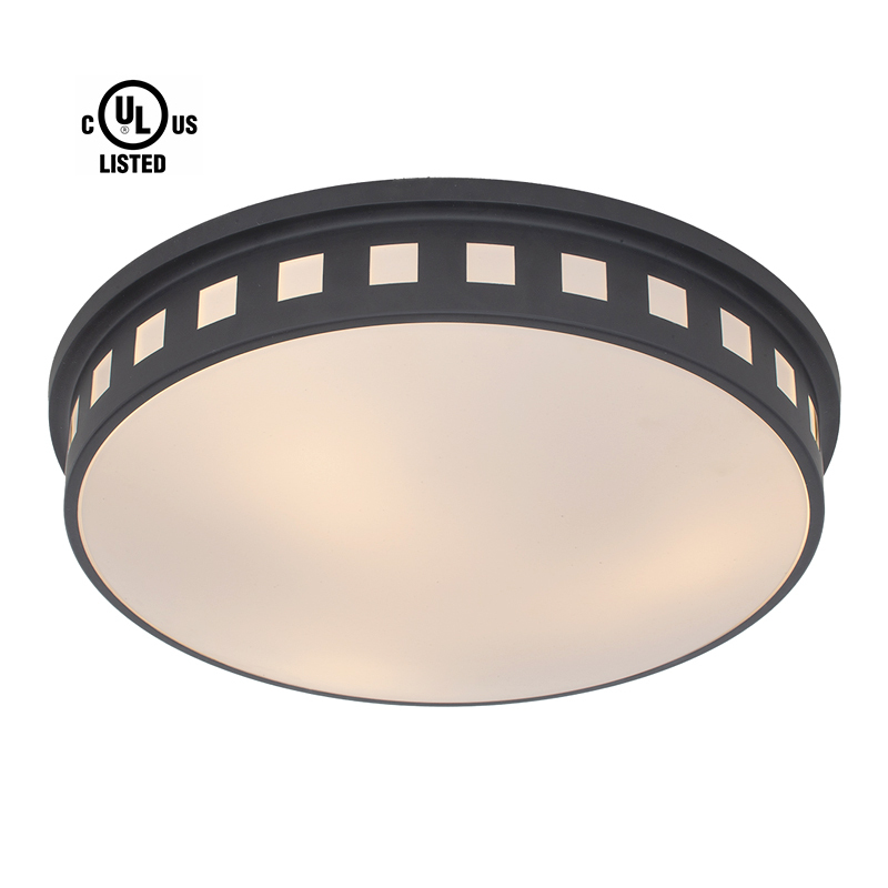 UL Listed Modern Matte Black Ceiling Lamp with Acrylic Shade for Hotel Bedroom Living Room & Office Ceiling Fixture