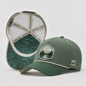 Gorra de béisbol/golf de 5 paneles con logotipo bordado personalizado, sublimación, corte láser, perforada, snapback clásico, de secado rápido para adultos. - Product Image 4