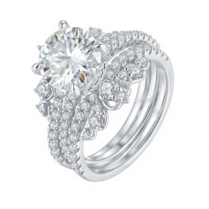 Anillo de Compromiso y Boda de Plata de Ley 925 con Moissanita de Corte Redondo, Joyería Fina de Lujo para Mujer - Product Image 3