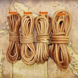 Cordón <span class=keywords><strong>de</strong></span> <span class=keywords><strong>cuero</strong></span> genuino redondo <span class=keywords><strong>de</strong></span> 4mm al por mayor en color natural para hacer <span class=keywords><strong>pulseras</strong></span> <span class=keywords><strong>de</strong></span> joyería elegantes - Product Image 4