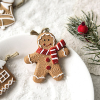 Nouvelles décorations de Noël en résine de haute qualité : pendentifs lumineux miniatures en forme d'homme en pain d'épices, flocon de neige et cloche pour bricolage d'arbres de Noël
