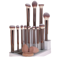 Ensemble professionnel de pinceaux de maquillage pour les yeux et le blush, grand format, manche en métal, 12 pièces, poils synthétiques, idéal pour les voyages