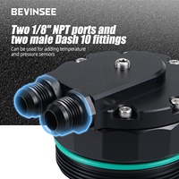 BEVINSEE 325i 328i 330i 525i 528i 530i Refroidisseur d'huile Bouchon de filtre à huile avec ports NPT 1/8'' Raccords AN10 pour BMW E36 E60 E46 E39