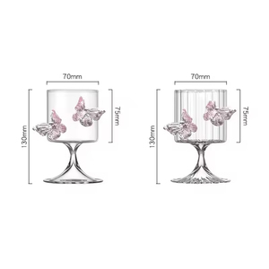250ml 8oz <b>Wine</b> Glasses Vintage Glass <b>Goblets</b> with Cute Handmade Transparent Sustainable Presents - Product Image 2