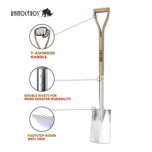 Pala de herramientas de jardín de acero inoxidable con mango de madera, promoción - Product Image 2