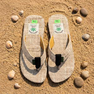 Sandales en chanvre de l'Himalaya fabriquées à la main par des artisans |   Chaussons unisexes durables |   Sandales à lanière unique tissées arc-en-ciel |   Antidérapant - Product Image 4