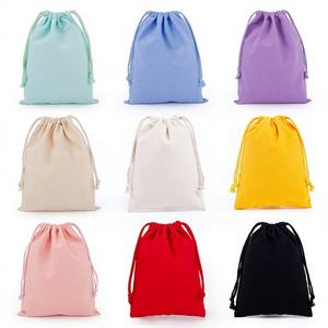 Custom Printed Logo <b>Small</b> <b>White</b> Cotton Pouch Eco Friendly Drawstring Canvas <b>Bags</b> for Wedding Party Gift and Jewelry Packaging - Product Image 4