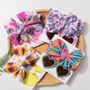 ヨーロピアンアメリカンスタイルの新しいベビーガールズ屋外2ピースセットナイロンヘッドバンドとサンメガネ子供用アクセサリー - Product Image 2