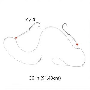 Aparejos de pesca de agua salada Porgy Scup Hi/Lo con anzuelos Baitholder, monofilamento de 60 lb, esmerillón de 80 lb y lazo para plomada, atados a <span class=keywords><strong>mano</strong></span> para lubina y pescada. - Product Image 3