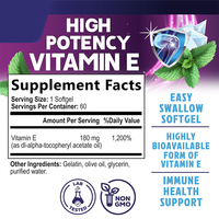 Rosebest OEM Marque Privée Haute Puissance 400UI Vitamine E Capsule Molle Antioxydante Complément Alimentaire Soutient la Santé Immunitaire et Cutanée