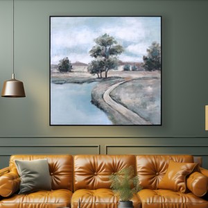 Offre Spéciale – Peinture à l'huile écologique faite à la main sur toile, Paysage Arbre et Rivière, <span class=keywords><strong>Art</strong></span> Texturé, Scène de Campagne, Décoration Intérieure - Product Image 1